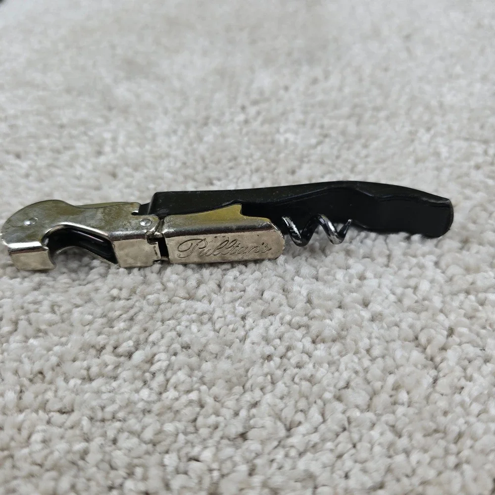 Pulltap's Wine Opener Black Silver‎ Double Hinge Waiters Corkscrew Bottle Opener